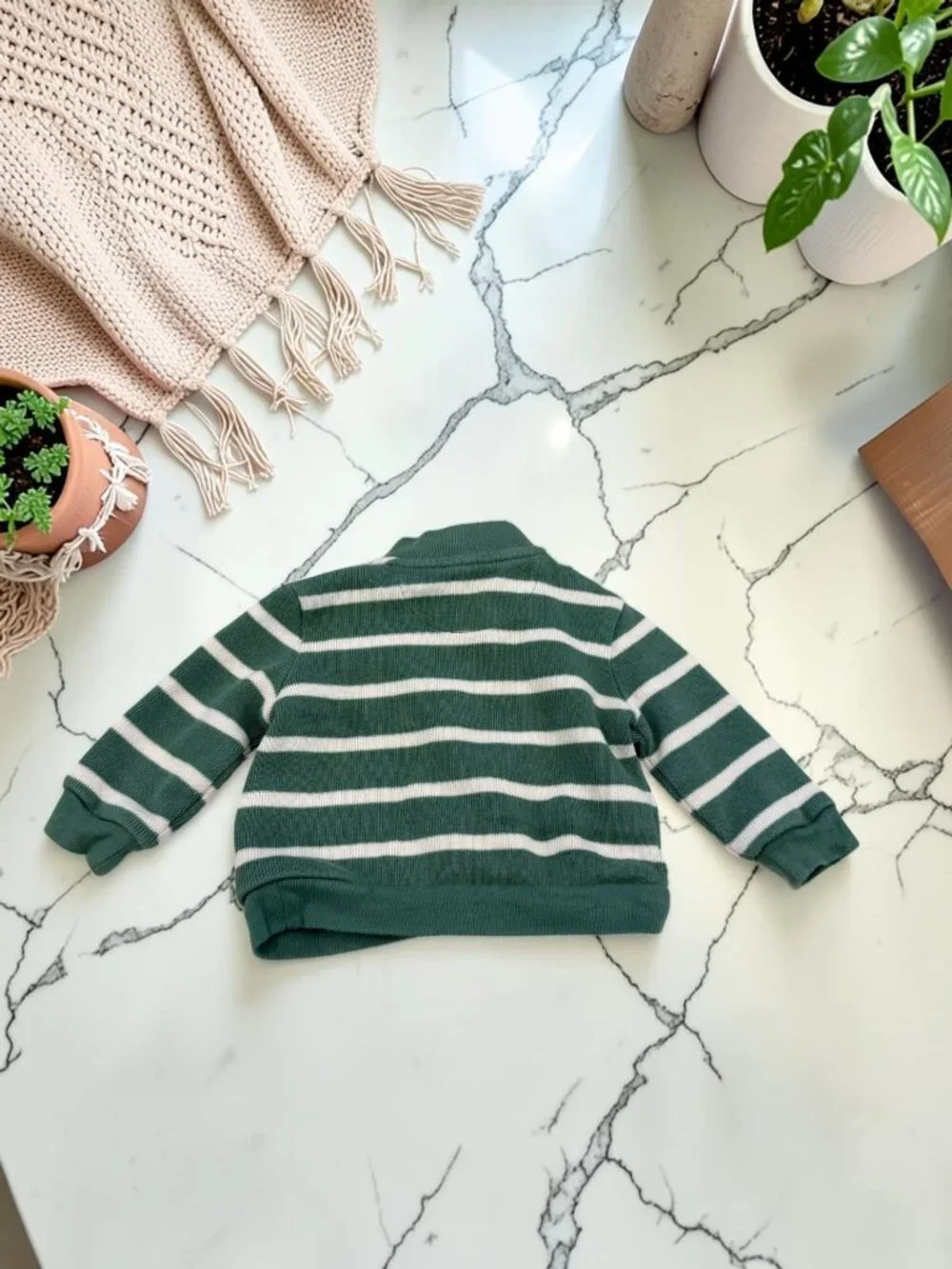 Ralph Lauren Green Cotton Striped Pullover Baby Sweater Infant Size 6 Months